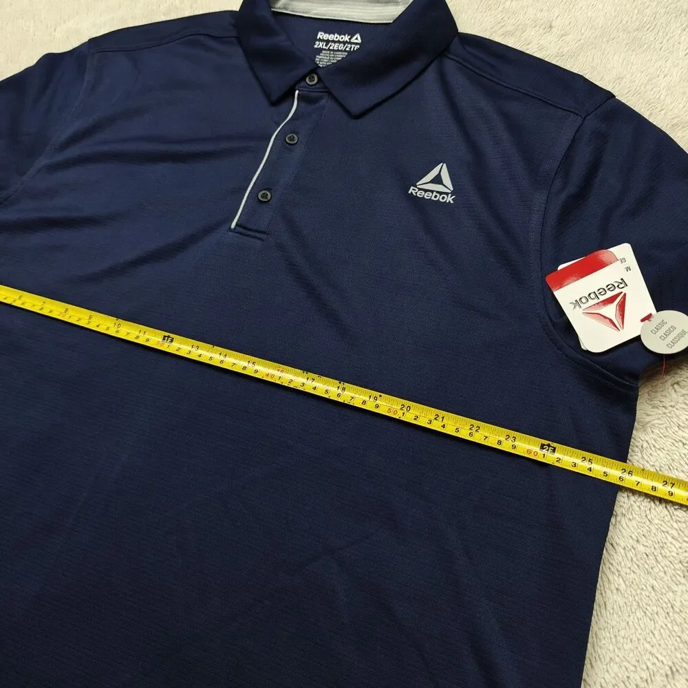 Reebok Performance Polo Shirt Men's 2XL Navy Blue Golf Tennis Classic Fit NWT